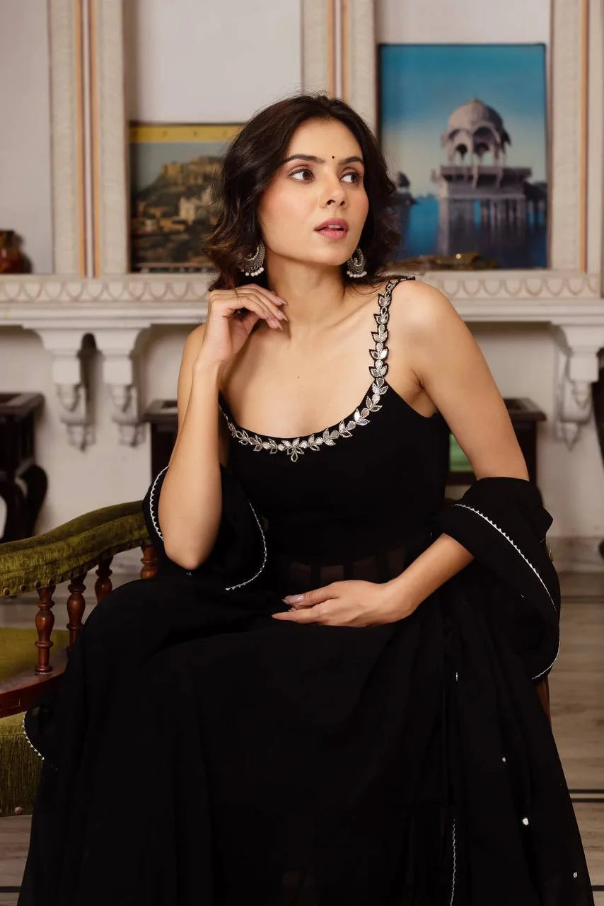 Black Premium Anarkali Suit Set