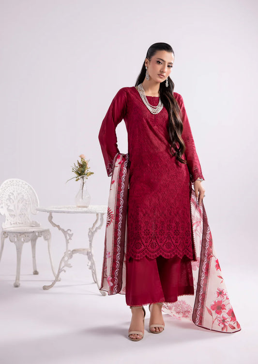 Maroon Embroidered Plazzo Suit Set