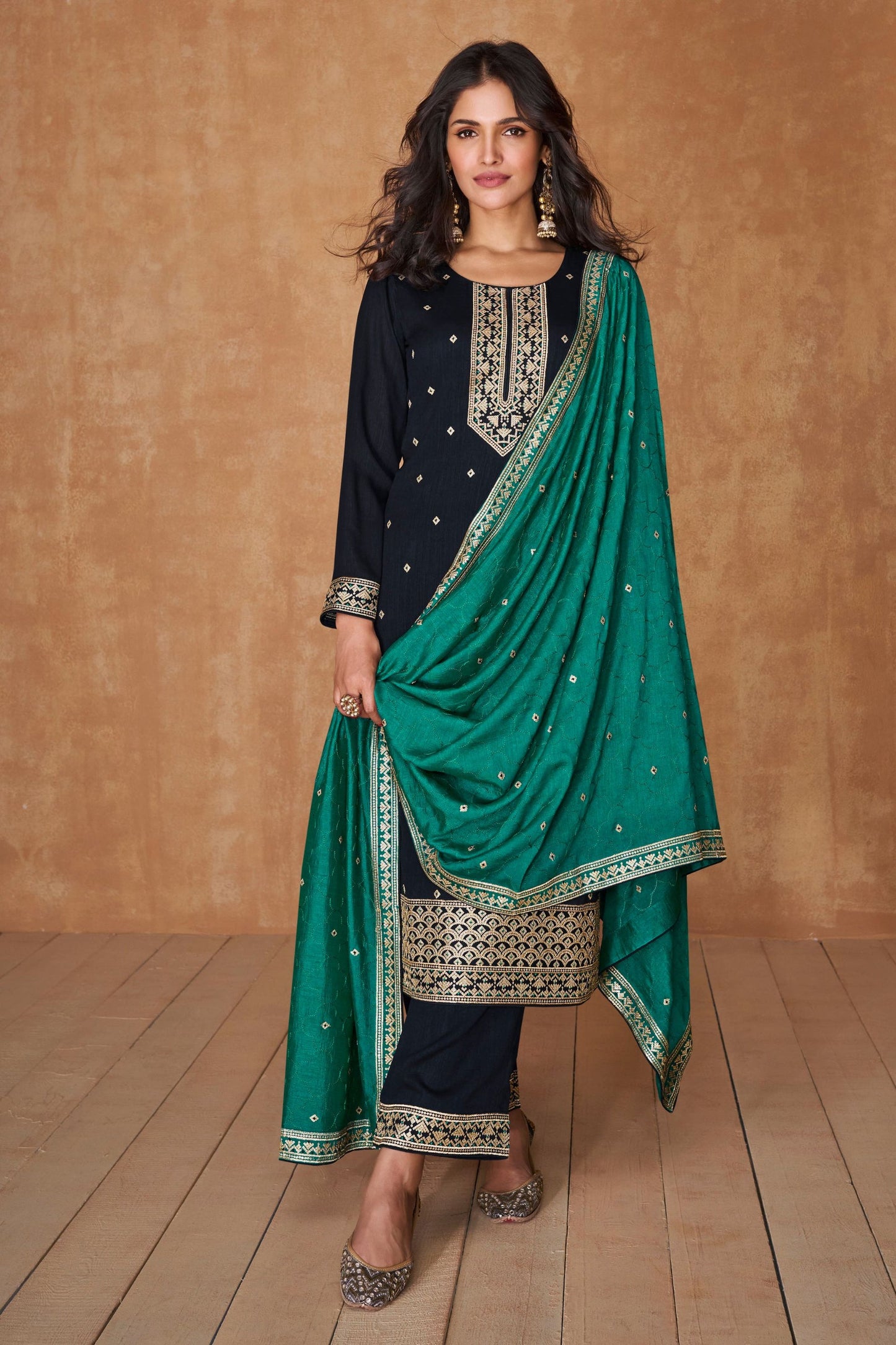 Navy Blue Silk Salwar suit