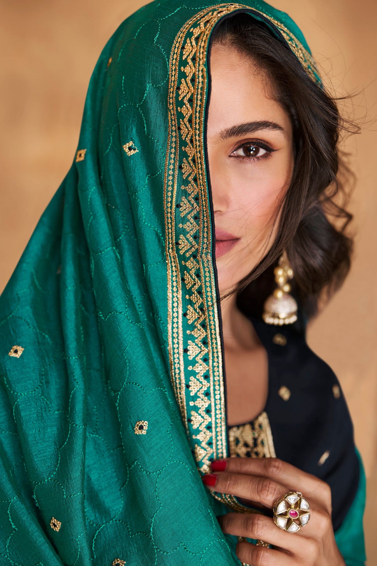 Navy Blue Silk Salwar suit