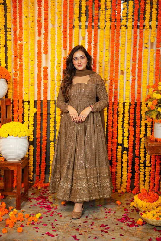 Anarkali Suit Heavy Embroidered Georgette With Sequin Work