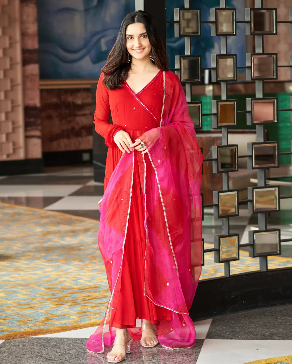 Designer Georgette Anarkali Suit Set