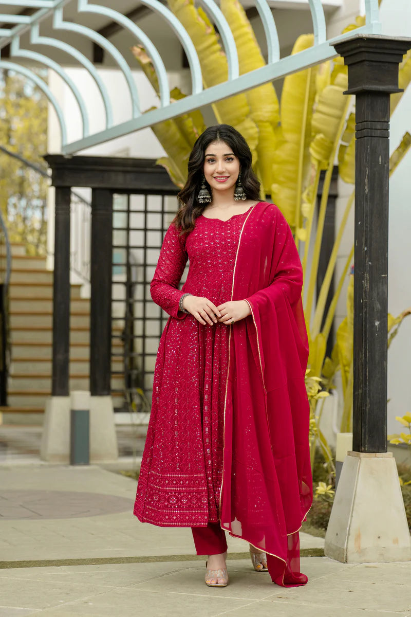ATMIYA RED ANARKALI SUIT SET