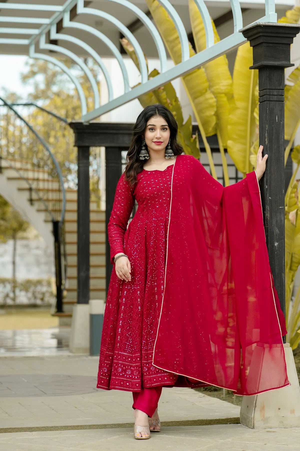 ATMIYA RED ANARKALI SUIT SET