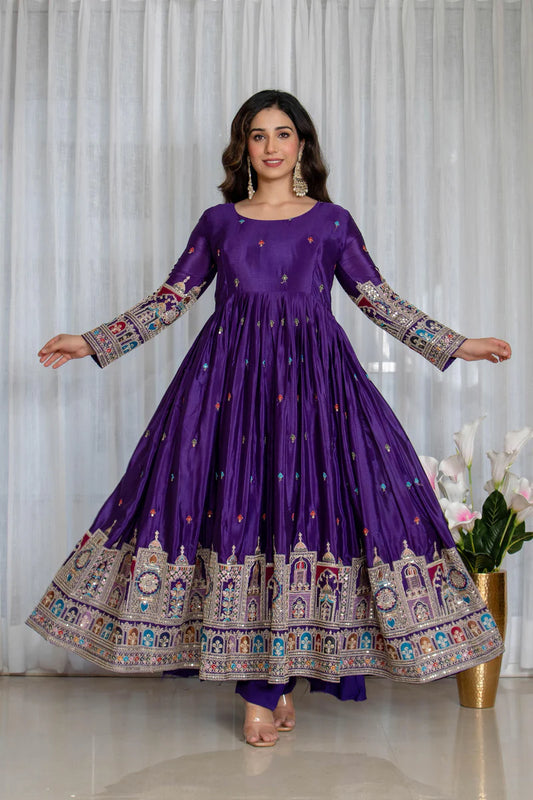 Tulip Canvas Cinon Anarkali Suit Set