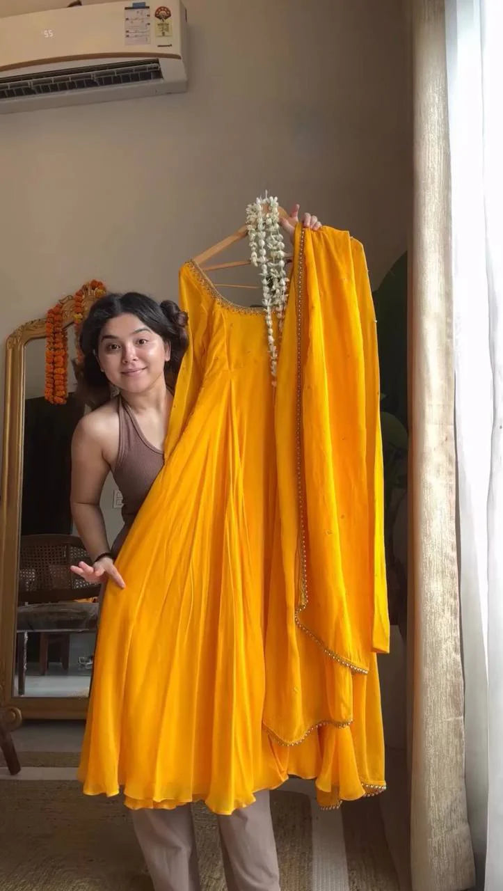 Yellow Elegance Designer Anarkali Suit Set