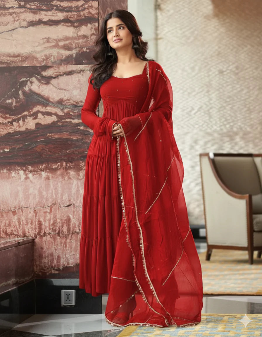 Premium Georgette Anarkali Suit Set - Fully Stitched