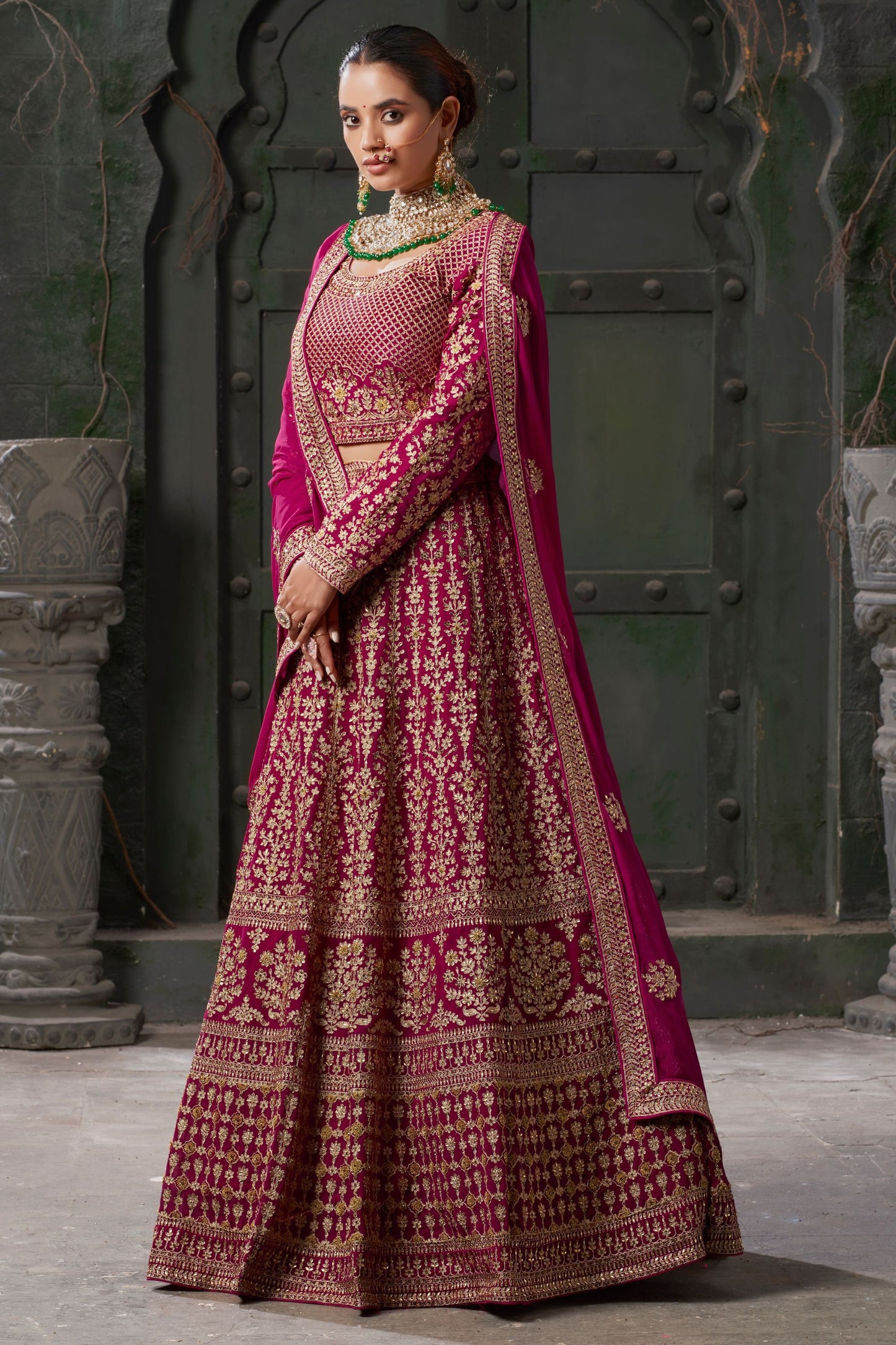 Pink Georgette Lehenga Choli - Embroidery Work, Zarkan Work, Codding Work.