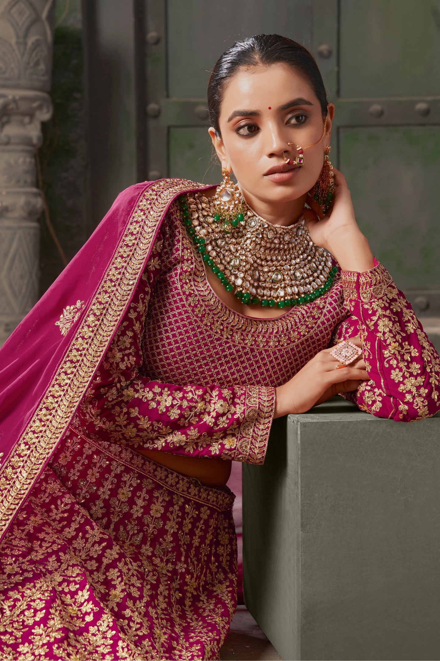 Pink Georgette Lehenga Choli - Embroidery Work, Zarkan Work, Codding Work.