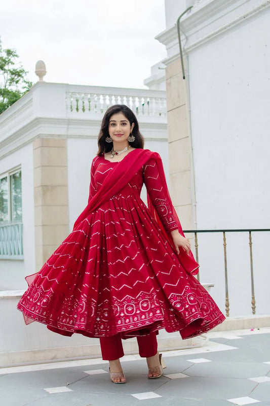 MARRON COLOURED ANARKALI SUIT SET