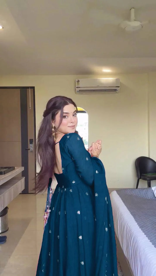 Blue Chilli Slit Anarkali Premium Suit Set