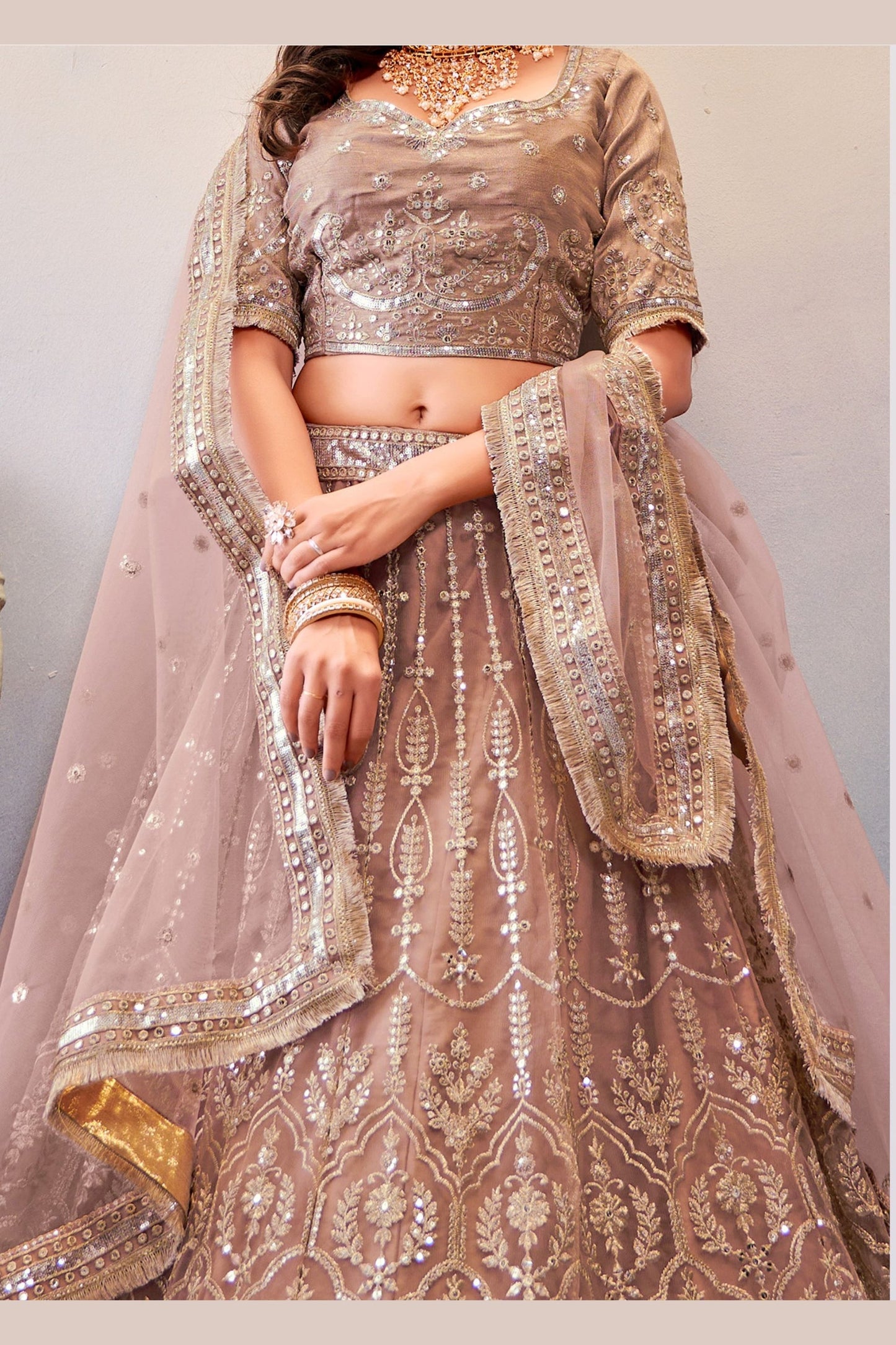 Tan Color Georgette Lehenga Choli