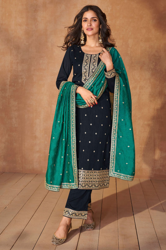 Navy Blue Silk Salwar suit