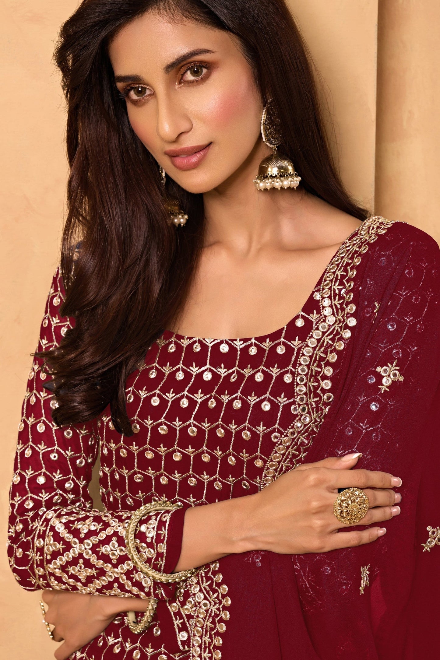 Red Georgette Suit