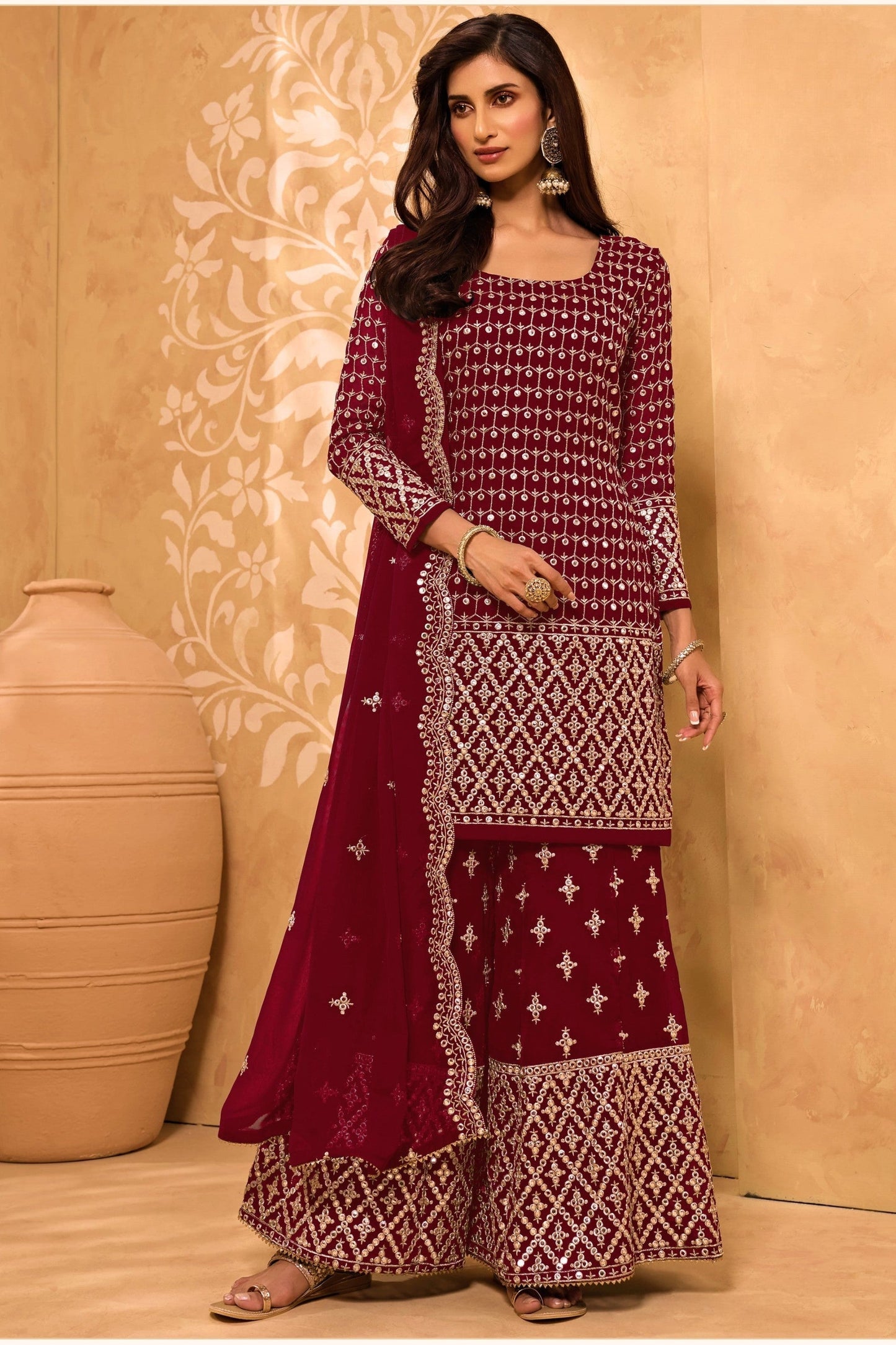 Red Georgette Suit