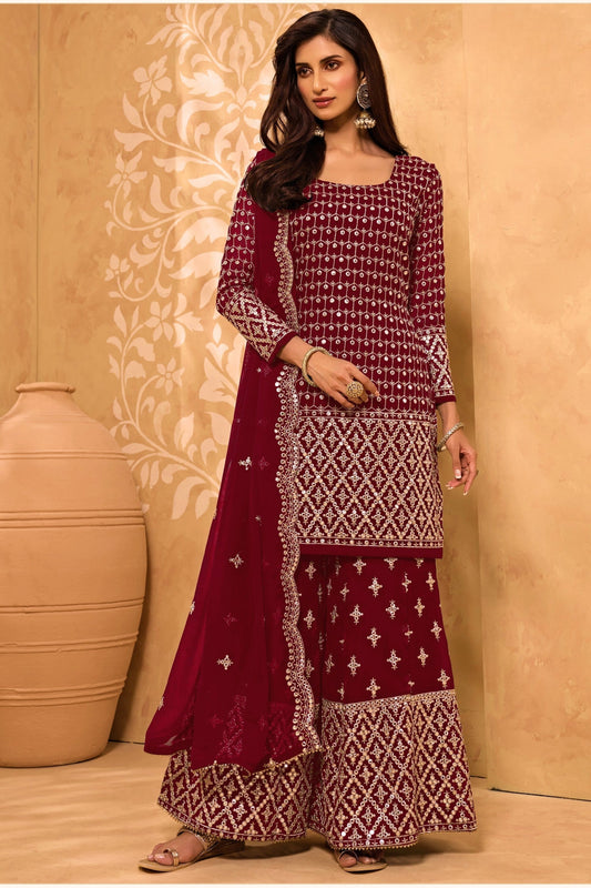 Red Georgette Suit