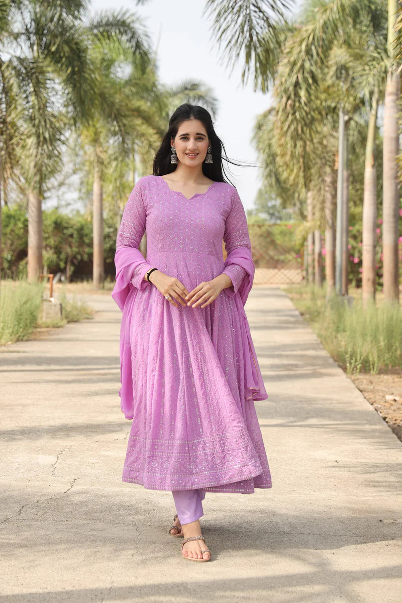 AADHYA PURPLE ANARKALI SUIT SET