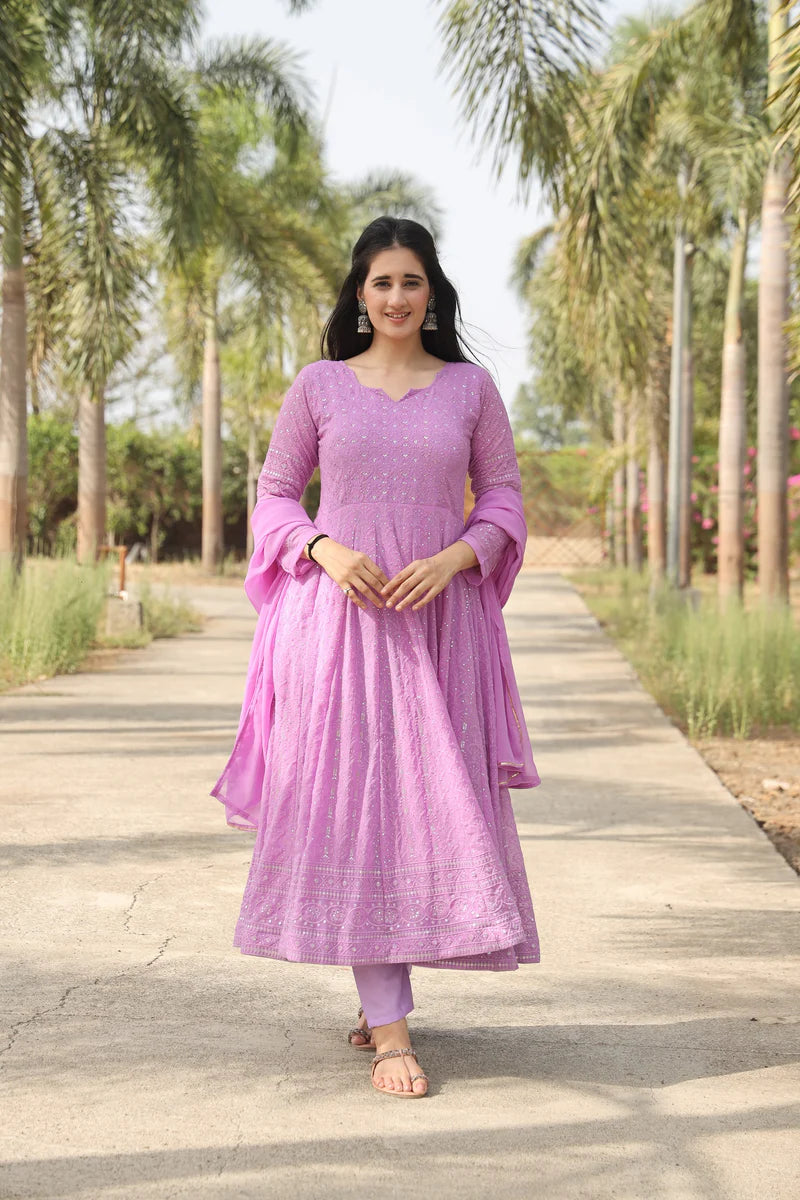 AADHYA PURPLE ANARKALI SUIT SET