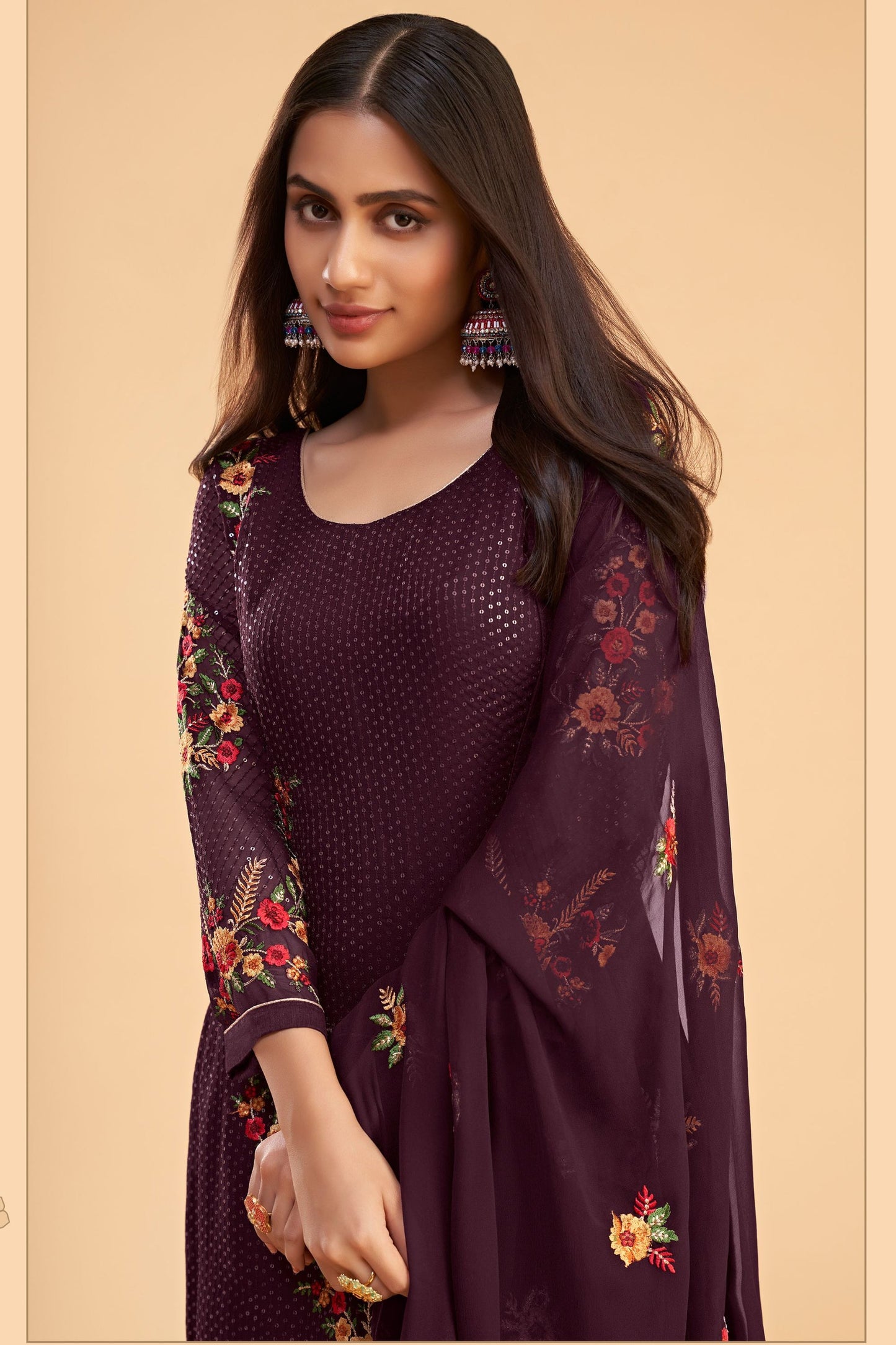 Wine Georgette Salwar suit
