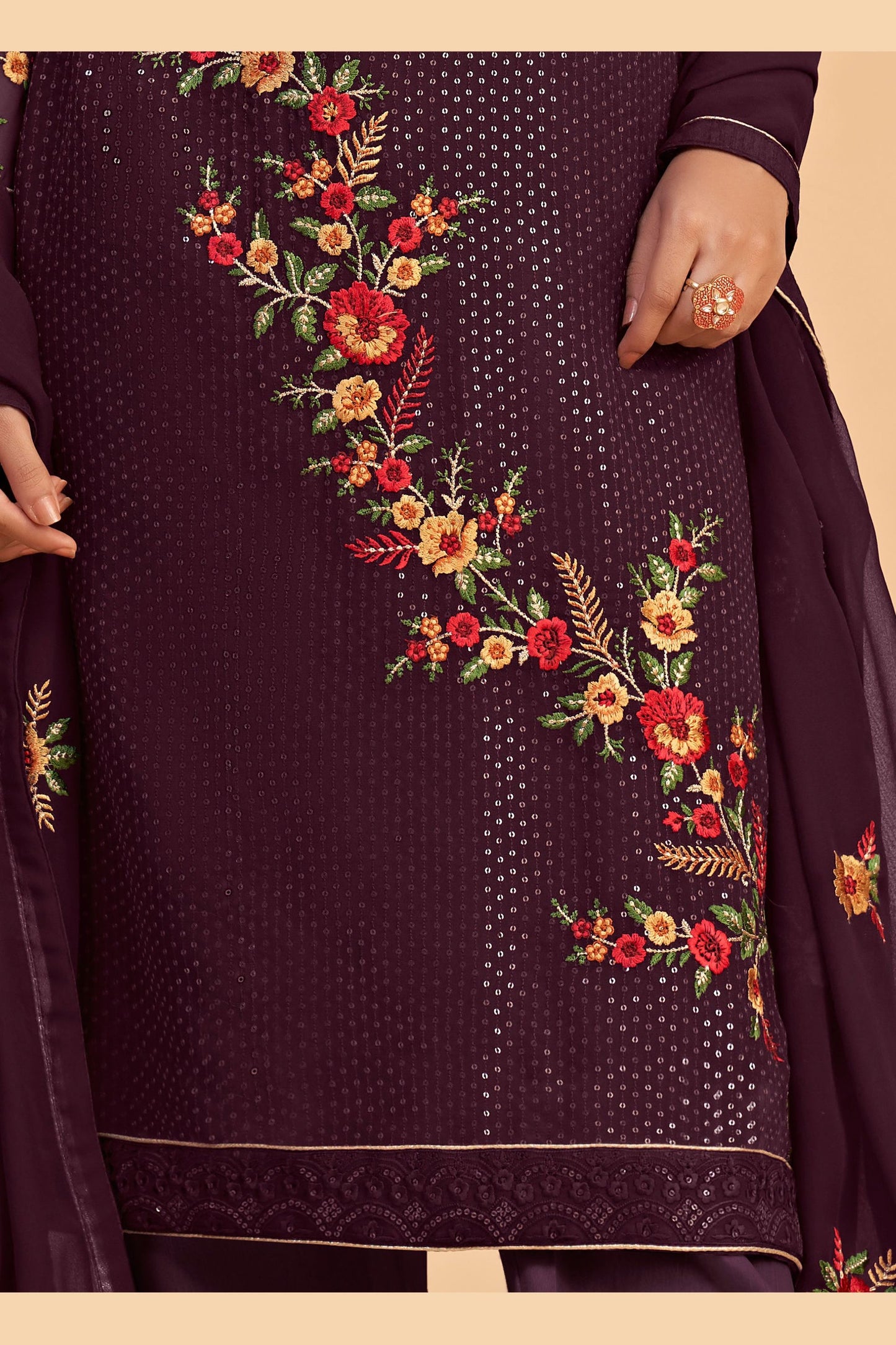 Wine Georgette Salwar suit
