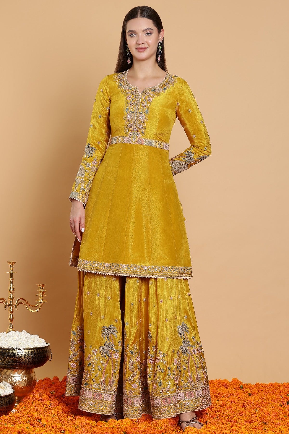 Mustard Yellow Heritage Sharara Set