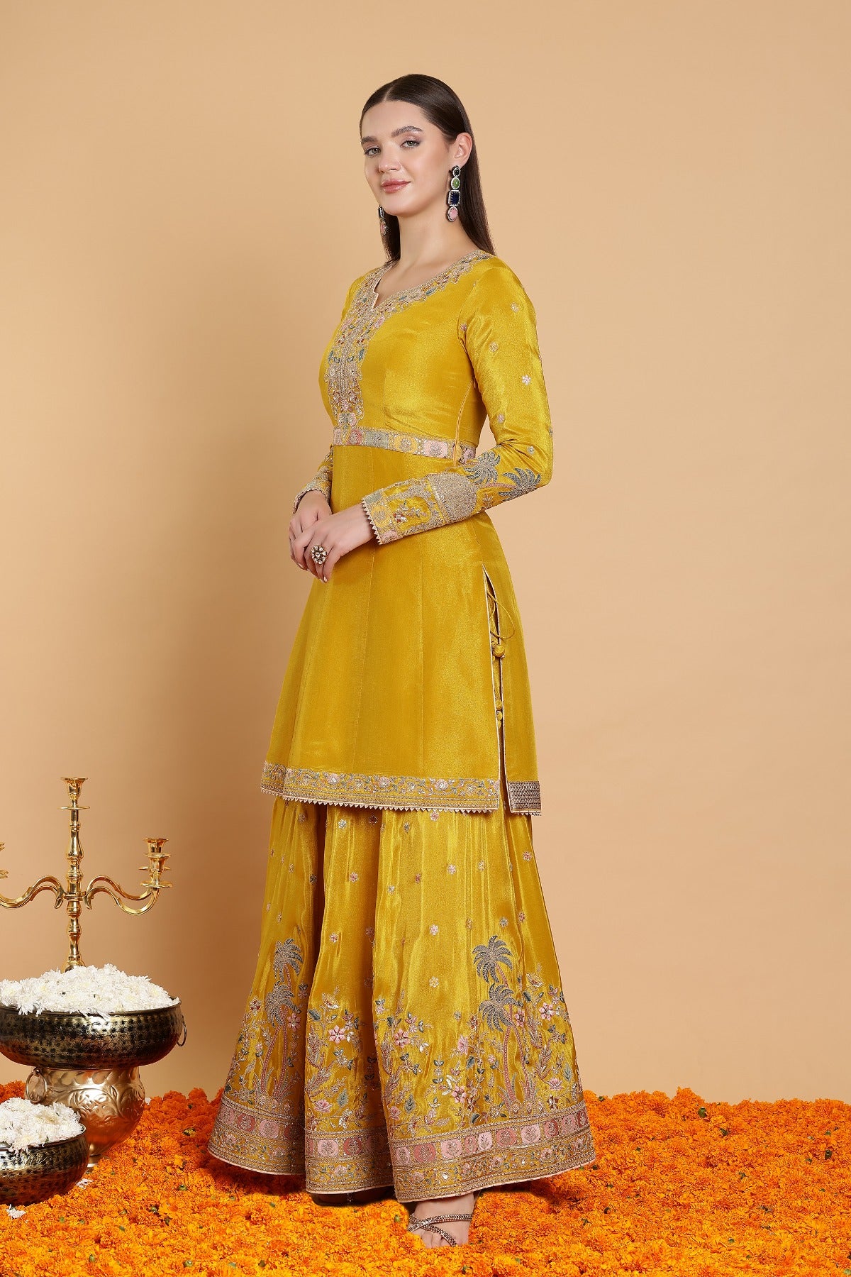 Mustard Yellow Heritage Sharara Set